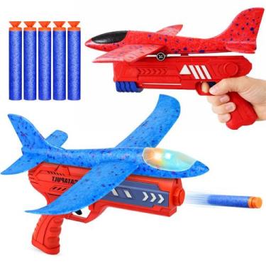 Imagem de Super Avião de Brinquedo com Luz Planador +Lançador Infantil - Futuro