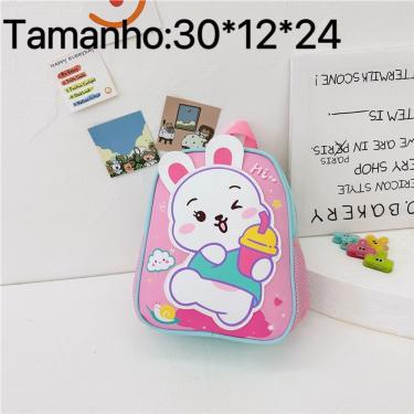 Imagem de Mochila Infantil Escolar OEM Coelho 050 Rosa com Estampa de Personagens e Alças Ajustáv...