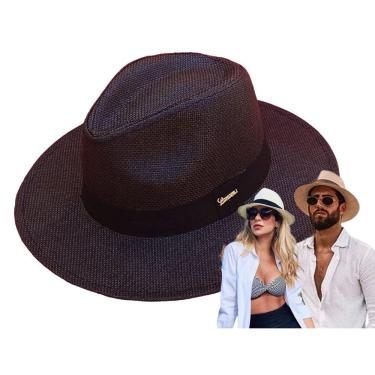 Imagem de Chapéu Panamá OEM Moda Aba Larga Palha Sintética Shantung Tamanho Único 58-60 Panamá Neutro Preto Unissex