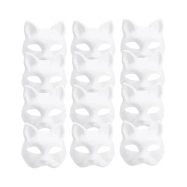 Imagem de Máscara De Papel Japonesa De Meia Face Pintável DIY De Gato Para Hallo