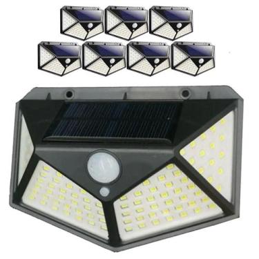 Imagem de Luminária Solar Branco Quente 100 Led Sensor Presença 8 Unid - AB MÍDI