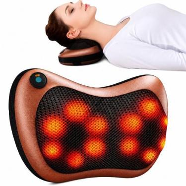Imagem de Almofada Shiatsu Massageadora Relaxante Eletrônica Encosto Pescoço Lom