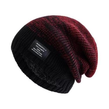 Imagem de Gorro De Inverno Unissex Com Forro De Pelúcia, Boné Tricotado Estilo S