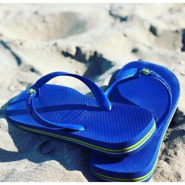 Imagem de Chinelo Sandália Havaianas Brasil Logo (original), Azul, 43/44