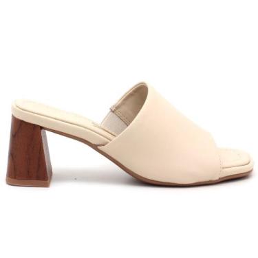 Imagem de Tamanco Vizzano Salto Bloco Babuche Feminino 6530100, Creme, 35