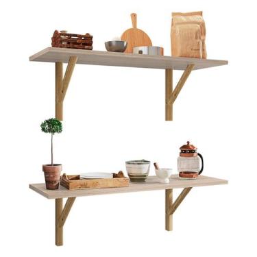 Imagem de Prateleira Parede 2 Unidades 90x20cm Suporte Pinus - Móveis Bonatto, M
