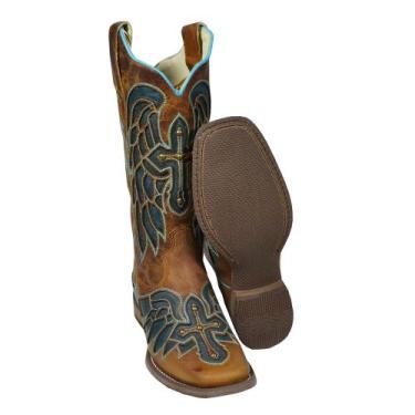 Imagem de Bota Texana Bordada Feminina Com Cruz Vimar Lancamento, Marrom, 38
