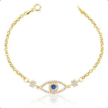 Imagem de Pulseira Feminina Olho Grego em Ouro 18K - Dream Factory Jóias