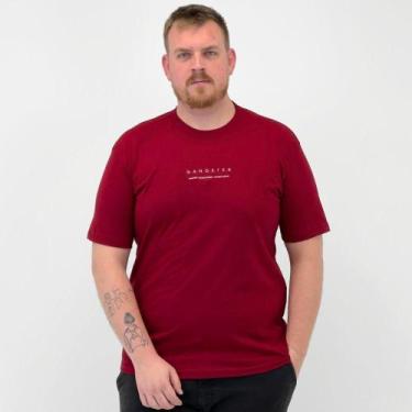 Imagem de Camiseta Gangster Manga Curta Plus Size Masculina, G1, Vinho escuro