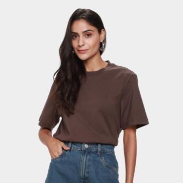 Imagem de Camiseta Hering Super Cotton Manga Curta Feminina, Marrom escuro, P
