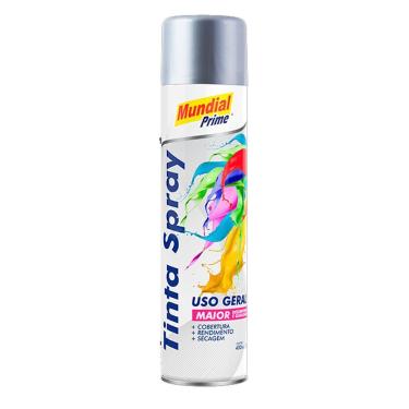 Imagem de Tinta Spray Metálica Tinta Spray Metalica Prata 400ML para Pinturas Retoques e Reparos Secagem Rápida Mundial Prime