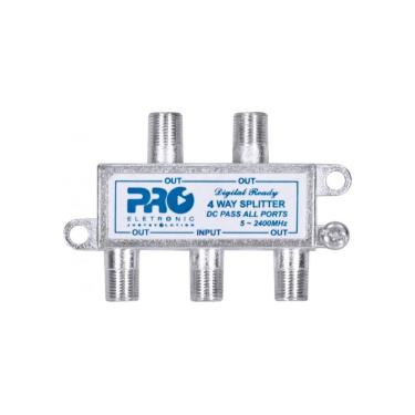 Imagem de Divisor de Sinal Satélite Proeletronic PQDV-2024BG 1:4 com Passagem DC 5 a 2400MHz Zamak Solder Back