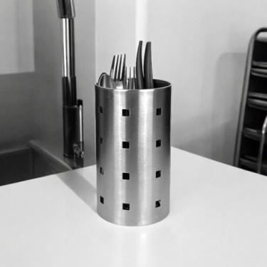 Imagem de Porta Talheres Suporte Escorredor Redondo Em Inox 17,5cm - Kehome, 633