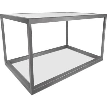 Imagem de Mesa De Centro Goldin Retangular Para Sala Decoração Prata/Branco - Ge