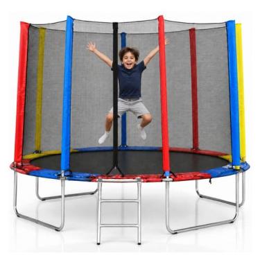 Imagem de Cama Elástica Pula Pula Infantil Trampolim 2,4m com Escada Rede de Pro