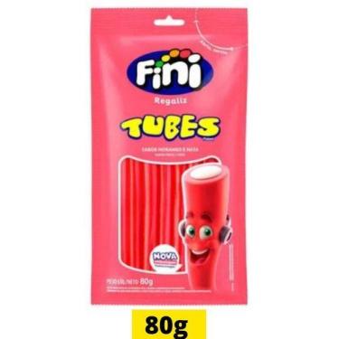 Imagem de Bala Fini Tubes Morango Regaliz Goma De Gelatina Tubinhos