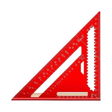 Imagem de Régua Triangular De Alumínio Vermelha Para Marcenaria, Precisão Em Pro