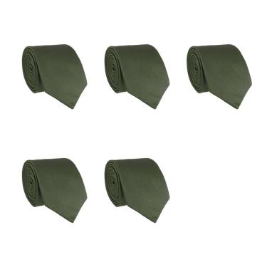 Imagem de Kit 5 Gravatas Lisas Social Tons de Verde Masculina Slim Padrinho Casamento Noivo Trabalho Congresso