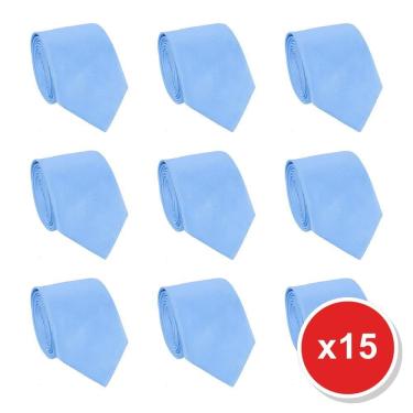 Imagem de Kit 15 Gravatas Social Tons de Azul Masculina Slim Lisa Padrinho Casamento Noivo Trabalho Congresso