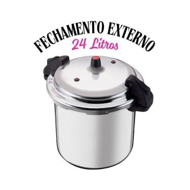 Imagem de Panela de Pressão Alumínio Fechamento Externo 24L com 2 Válvulas de Segurança