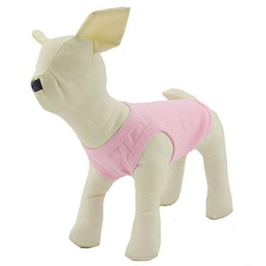 Imagem de Lovelonglong 2019 Summer Pet Clothing, roupas para cães camisetas em branco regatas caneladas Top Thread Vests para buldogue grande médio pequeno cães 100% algodãoLovelonglong L-S (Large Dog -40lbs) rosa