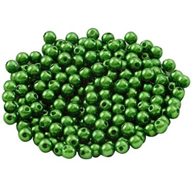 Imagem de DYNWAVE 500 peças de pérolas redondas de plástico de 6 mm para bricolage, verde escuro