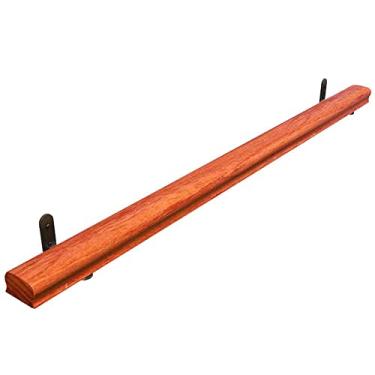Imagem de Pkfinrd Corrimão de escadas de parede moderno dentro da parte externa feito de madeira corrimãos de escada 30-600 cm Kit de suporte de trilho de corrimão com suporte de ferro forjado antiderrapante (Tamanho : 30 cm)