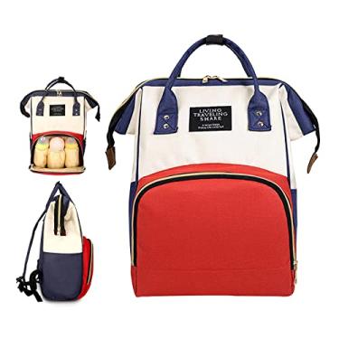 Imagem de Mochila Maternidade Grande Capacidade Multifuncional à Prova D'água, Vermelha e Branco, IBMKIDS