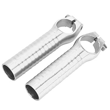 Imagem de Punhos de guidão de bicicleta, liga de alumínio 3 cores opcionais extremidades do guidão para mountain bikes para bicicletas de estrada((Prata escovada))