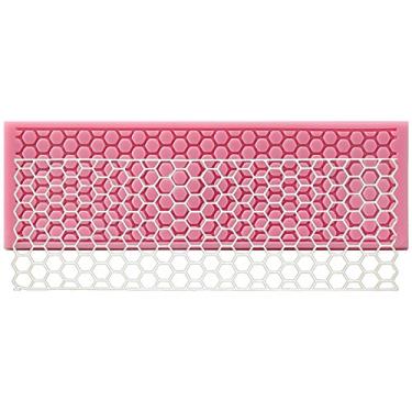 Imagem de Ferramenta de decoração de bolo Sugarcraft sexangle dots netting lace Border Icing Silicone molde molde tapete de cupcake em formato de renda 17x4x0,5 cm