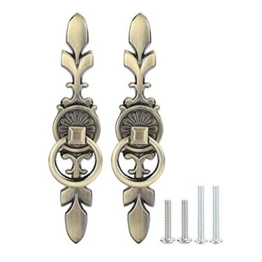 Imagem de 2 pcs estilo europeu armário retro alavango casa guarda-roupa gaveta armário porta puxar móveis punho YYDFPIIA (Color : Green Bronze)
