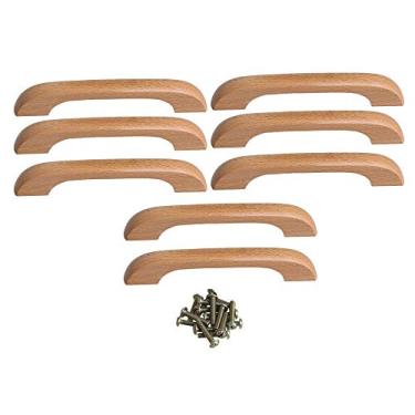 Imagem de 8 pcs Botões de gaveta de madeira puxos Handles armários de cozinha armários de mobília armário armário puxadores puxadores 64/96 / 128mm YYDFPIIA (Color : 64mm)