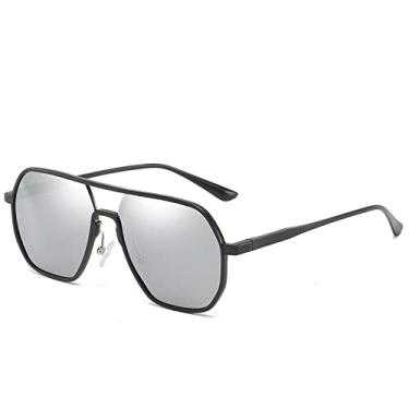 Imagem de A cor polarizada de moda dos homens mudando de óculos azuis，lente de prata polarizada, quadro de cor de arma