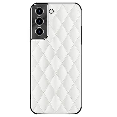 Imagem de Capa para Samsung Galaxy S22/S22 Plus/S22 Ultra, capa de couro de luxo slim fit à prova de choque resistente a arranhões, capa protetora elegante, proteção para câmera, branca, S22 Plus de 6,7 polegadas