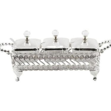 Imagem de Pote De Especiarias Luxo Pés E Alças Em Metal 25 X 10