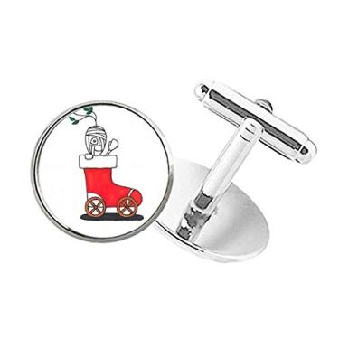 Imagem de DIYthinker Horus Abotoaduras de Presilha de Botão Redondo Flor de Trenó de Natal