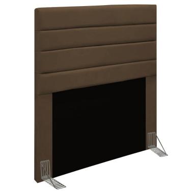 Imagem de Cabeceira Rubi Cama Box Solteiro 90cm Suede Marrom