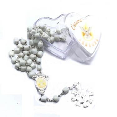 Imagem de Lembrancinha Terço Crisma Em Miçanga Branco