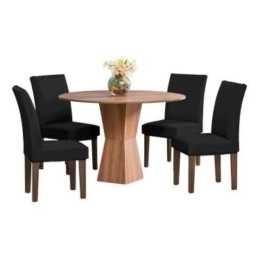 Imagem de Capa Para Cadeira Lisa Kit 6 Lugares Malha - Preto