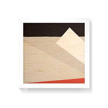 Imagem de Arte Maníacos Quadro decorativo com moldura caixa branca em Madeira - Abstrato Laranja, Bege e Preto - 30x30cm