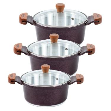 Imagem de Jogo Panelas Cereja Alumínio Fundido Usinado Javali AM26a30