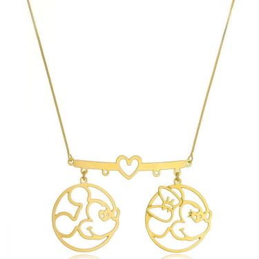 Imagem de Colar Miceky E Miney Coração Folheado Em Ouro 18k