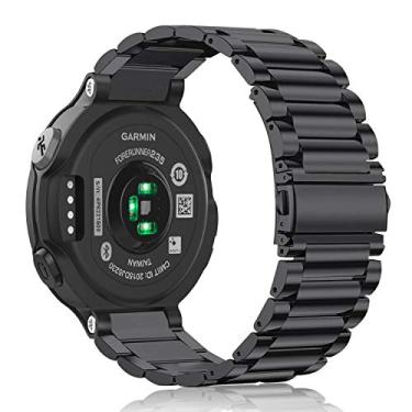 Imagem de Pulseira Fintie compatível com Garmin Forerunner 235, pulseira de relógio de substituição de metal de aço inoxidável compatível com Garmin Forerunner 235/220/230/620/630/735XT Smartwatch, Preto