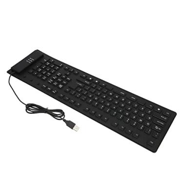 Imagem de Teclado com fio usb, design silencioso bom rebote elástico 109 teclas teclado de silicone dobrável à prova d'água à prova de poeira para escritório para laptop