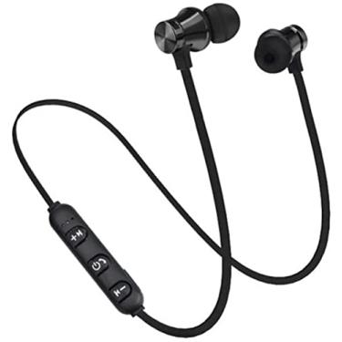 Imagem de Fones de ouvido e fones de ouvido Bluetooth, conjunto de cabeça estéreo intra-auricular fone de ouvido compatível com Bluetooth 4.2 Fone de ouvido - Fone de ouvido preto, preto profissional e moderno