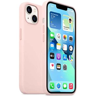 Imagem de HAODEE Capa de telefone traseira totalmente embrulhada, para Apple iPhone 13 Mini (2021) 5,4 polegadas à prova de choque fácil de limpar capa de silicone líquido [proteção de tela e câmera] (cor: rosa)