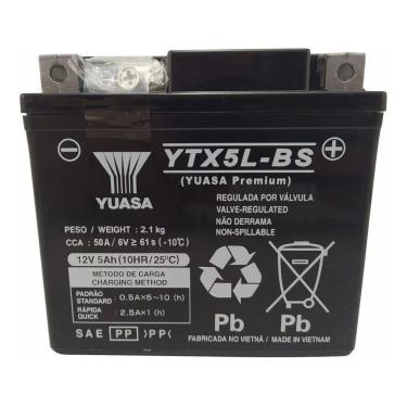 Imagem de Bateria Yuasa YTX5L-BS 5Ah CG Fan Titan Bros Biz 125 XRE WET