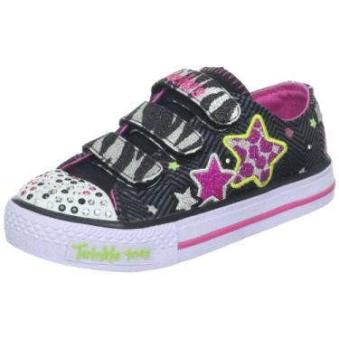 Imagem de Skechers Kids Wild Starlight Sneaker with Blinking Lights (Little Kid),Black/Silver/Pink,2 M US Little Kid