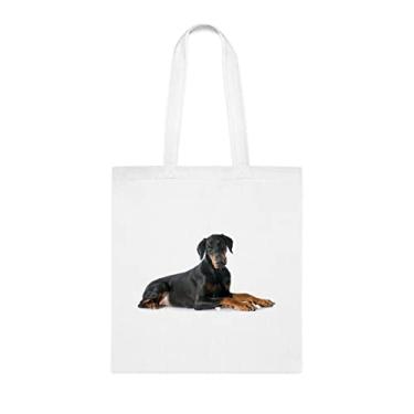 Imagem de Doberman Pinscher Bolsa para cachorro, Doberman Pinscher, presente para cachorro Doberman Pinscher sacola reutilizável para cães Doberman Pinscher, Branco