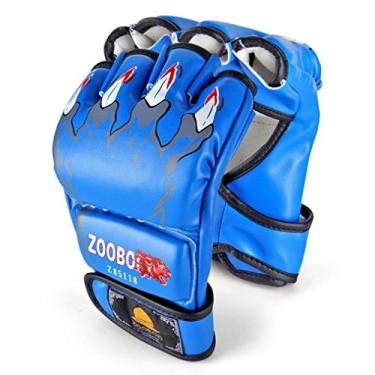 Imagem de (HS-Blue) - ZooBoo MMA Gloves, Half-Finger Boxing Fight Gloves MMA Mitts with Adjustable Wrist Band for Sanda Sparring Punching Bag Training (One Size Fits Most)